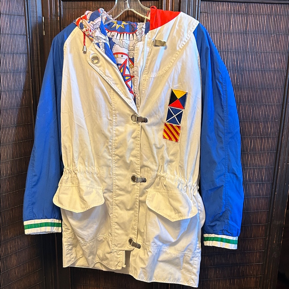 Vintage Neiman Marcus Nautical Regatta Parka Jacket Yacht Club Maritime Patch